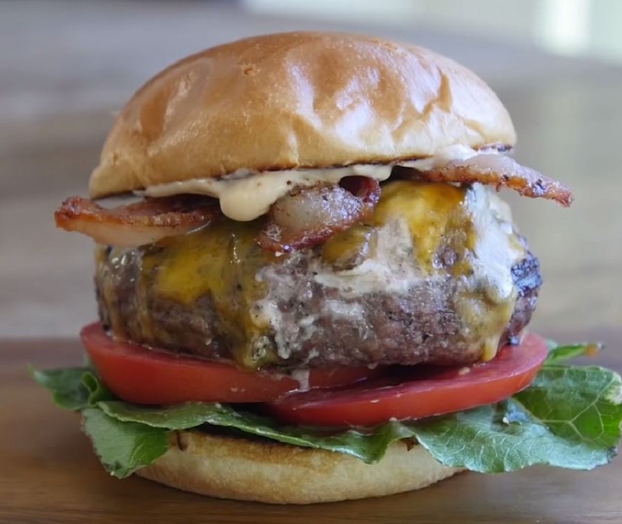 Chipotle Cream Cheese-Stuffed Bacon Burger Recipe - Bacon Wrapped